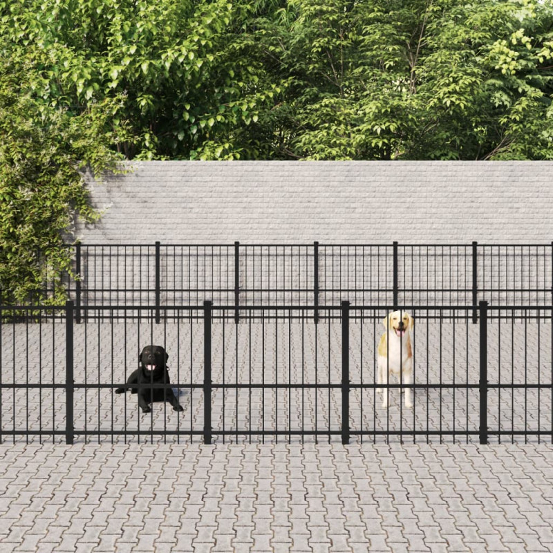 Produktbild för Hundgård för utomhusbruk stål 59,28 m²