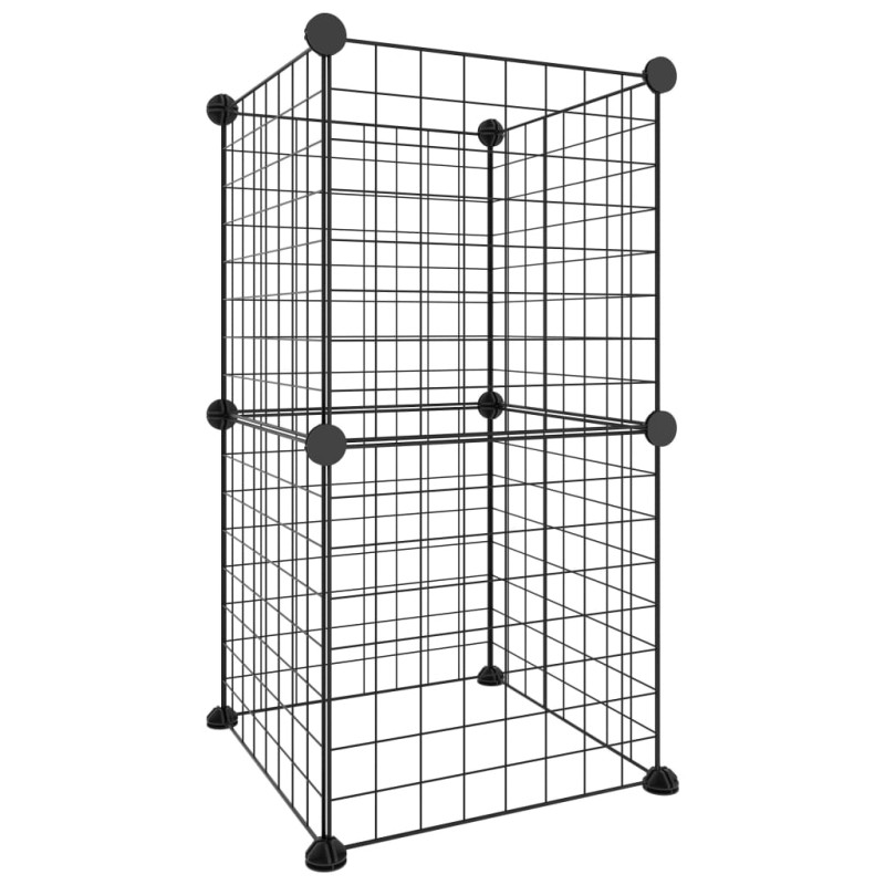 Produktbild för Husdjursbur svart 8 paneler 35x35 cm stål