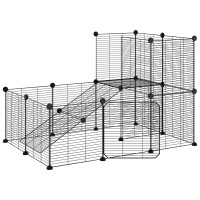 Produktbild för Hundgård svart 20 paneler 35x35 cm stål