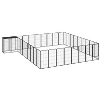 Miniatyr av produktbild för Hundbur 38 paneler svart 50x100 cm pulverlackerat stål