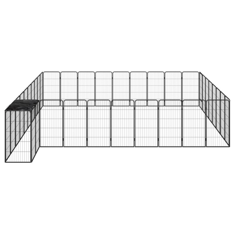 Produktbild för Hundbur 38 paneler svart 50x100 cm pulverlackerat stål