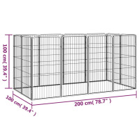 Produktbild för Hundbur 12 paneler svart 50x100 cm pulverlackerat stål