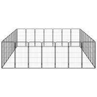 Produktbild för Hundbur 32 paneler svart 50x100 cm pulverlackerat stål