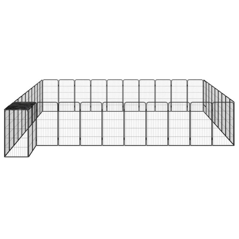 Produktbild för Hundbur 42 paneler svart 50x100 cm pulverlackerat stål