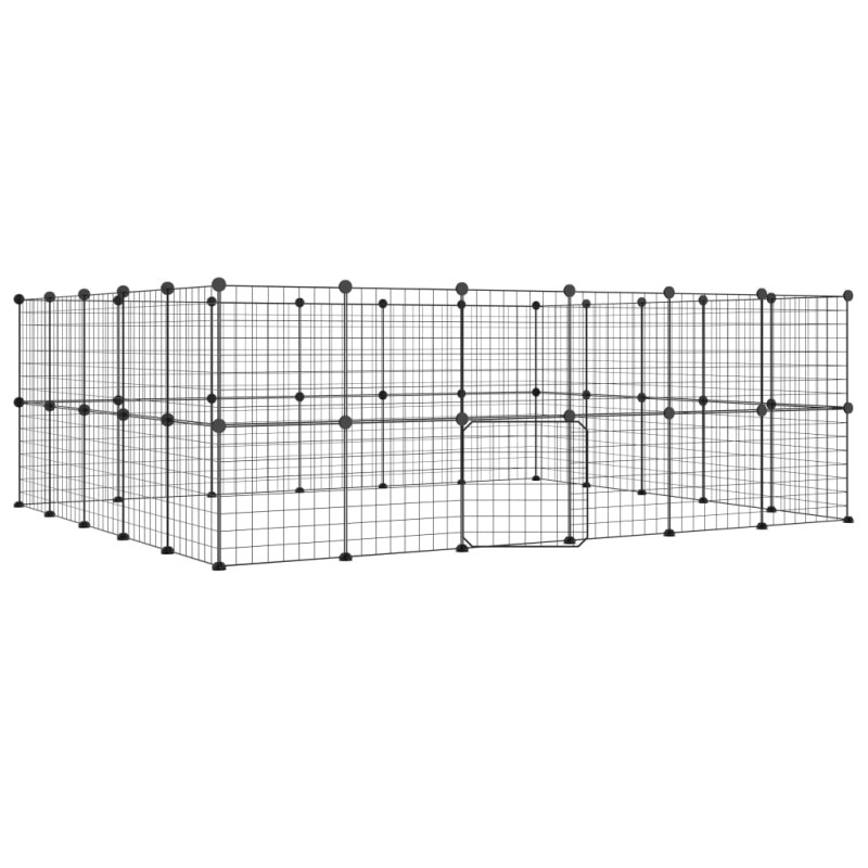 Produktbild för Hundgård svart 44 paneler 35x35 cm stål
