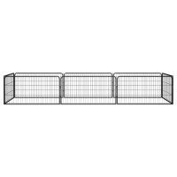 Produktbild för Hundbur 8 paneler svart 100x50 cm pulverlackerat stål