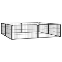 Produktbild för Hundbur 8 paneler svart 100x50 cm pulverlackerat stål