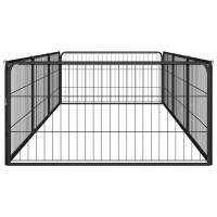 Produktbild för Hundbur 8 paneler svart 100x50 cm pulverlackerat stål