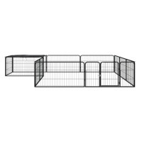 Produktbild för Hundbur 12 paneler svart 100x50 cm pulverlackerat stål