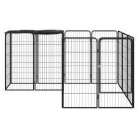 Produktbild för Hundbur 14 paneler svart 50x100 cm pulverlackerat stål
