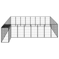 Produktbild för Hundbur 34 paneler svart 50x100 cm pulverlackerat stål