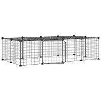 Produktbild för Hundgård svart 20 paneler 35x35 cm stål