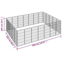 Produktbild för Hundbur 24-paneler svart 50x100 cm pulverlackerat stål