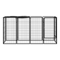 Produktbild för Hundbur 10 paneler svart 50x100 cm pulverlackerat stål