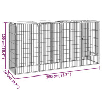 Produktbild för Hundbur 10 paneler svart 50x100 cm pulverlackerat stål