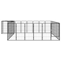 Produktbild för Hundbur 30 paneler svart 50x100 cm pulverlackerat stål