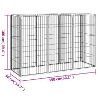 Produktbild för Hundbur 8-paneler svart 50x100 cm pulverlackerat stål