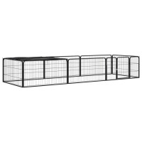 Produktbild för Hundbur 8 paneler svart 100x50 cm pulverlackerat stål