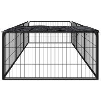 Produktbild för Hundbur 8 paneler svart 100x50 cm pulverlackerat stål
