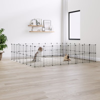 Miniatyr av produktbild för Hundgård svart 60 paneler 35x35 cm stål