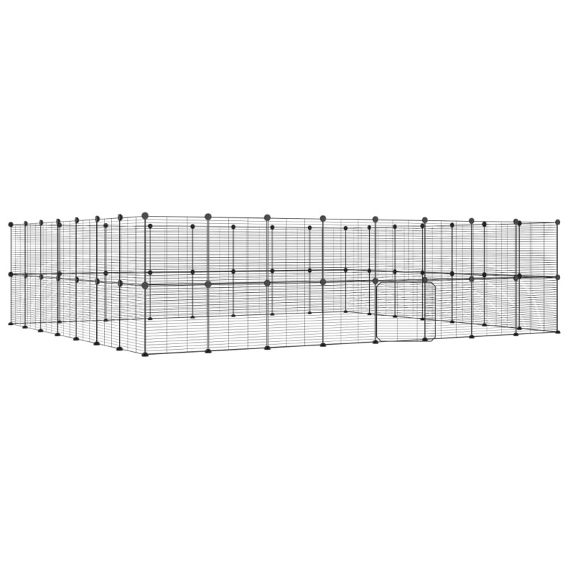 Produktbild för Hundgård svart 60 paneler 35x35 cm stål