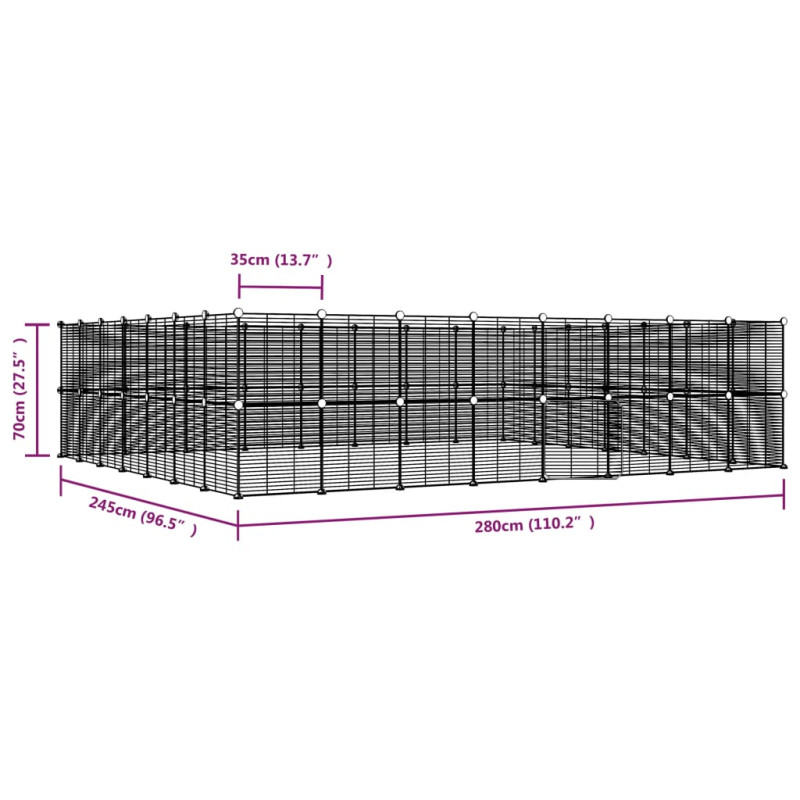 Produktbild för Hundgård svart 60 paneler 35x35 cm stål