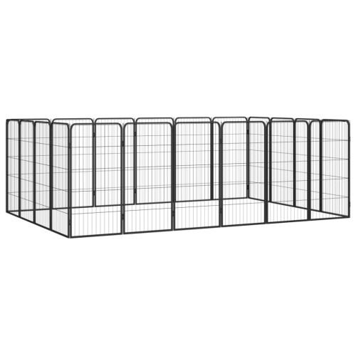 vidaXL Hundbur 20-paneler svart 50x100 cm pulverlackerat stål