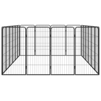 Produktbild för Hundbur 20-paneler svart 50x100 cm pulverlackerat stål