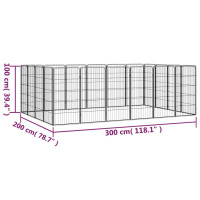 Produktbild för Hundbur 20-paneler svart 50x100 cm pulverlackerat stål