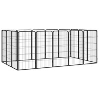 Produktbild för Hundbur 16-paneler svart 50x100 cm pulverlackerat stål
