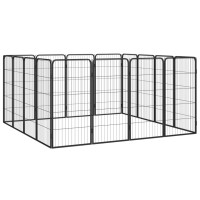 Produktbild för Hundbur 16-paneler svart 50x100 cm pulverlackerat stål