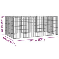 Produktbild för Hundbur 16-paneler svart 50x100 cm pulverlackerat stål