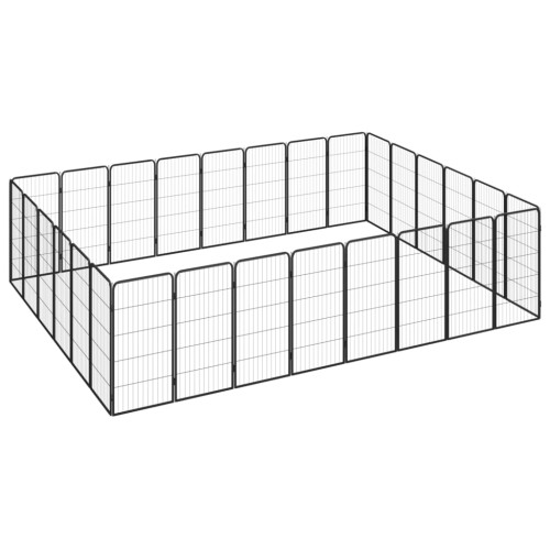 vidaXL Hundbur 28-paneler svart 50x100 cm pulverlackerat stål