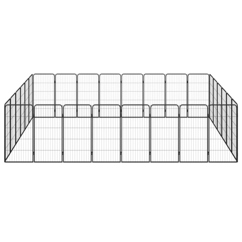 Produktbild för Hundbur 28-paneler svart 50x100 cm pulverlackerat stål