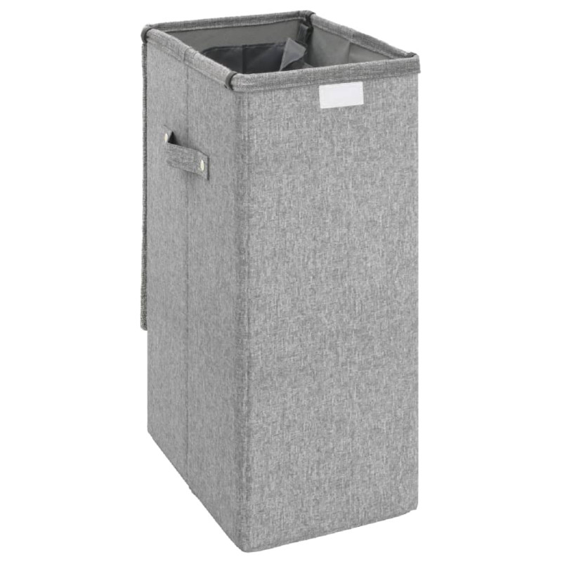 Produktbild för Vikbar tvättkorg grå 26x34,5x59,5 cm konstlinne