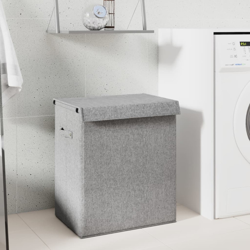 Produktbild för Vikbar tvättkorg grå 51x34,5x59 cm konstlinne