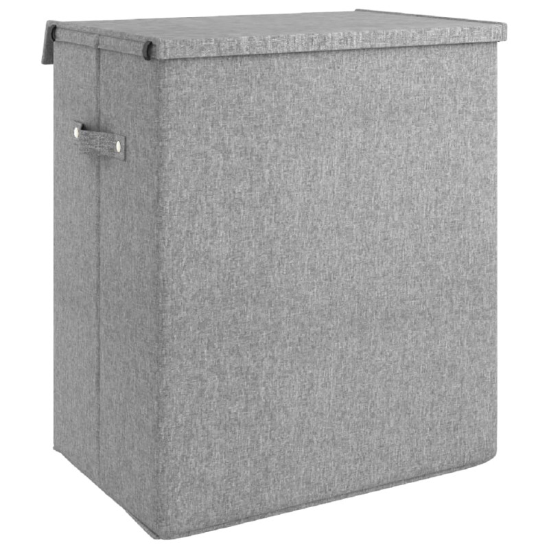 Produktbild för Vikbar tvättkorg grå 51x34,5x59 cm konstlinne