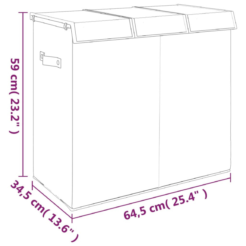 Produktbild för Vikbar tvättkorg grå 64,5x34,5x59 cm konstlinne