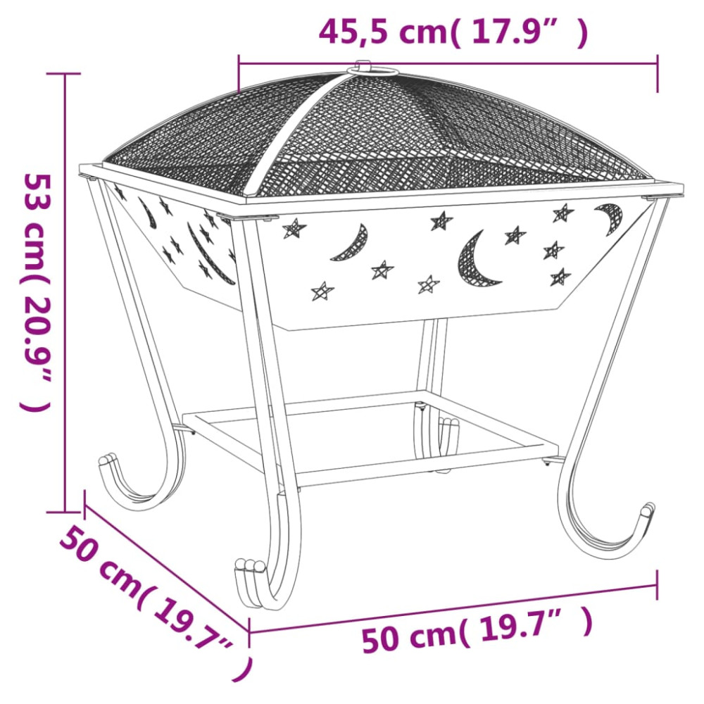 Produktbild för Eldstad med eldgaffel 50 cm XXL stål