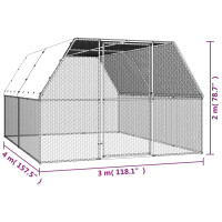 Produktbild för Hönsbur för utomhusbruk 3x4x2 m galvaniserat stål