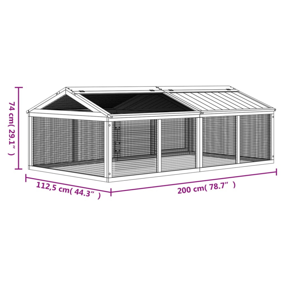 Produktbild för Utomhusbur brun 200x112,5x74 cm massiv furu