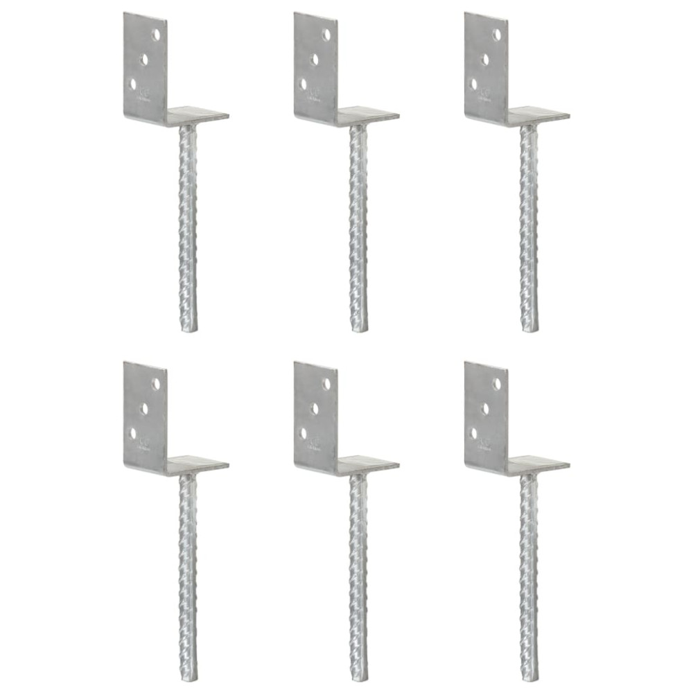 Produktbild för Jordankare 6 st silver 8x6x30 cm galvaniserat stål
