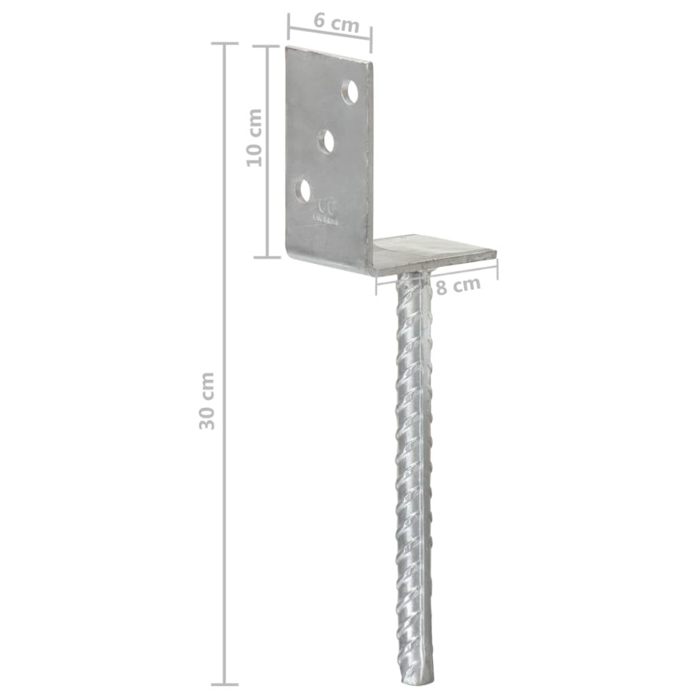 Produktbild för Jordankare 6 st silver 8x6x30 cm galvaniserat stål