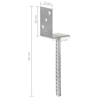 Produktbild för Jordankare 6 st silver 8x6x30 cm galvaniserat stål