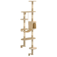 Produktbild för Katträd väggmonterat med klöspelare i sisal 194 cm beige