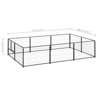 Produktbild för Hundgård svart 6 m² stål