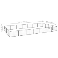 Produktbild för Hundgård svart 28 m² stål