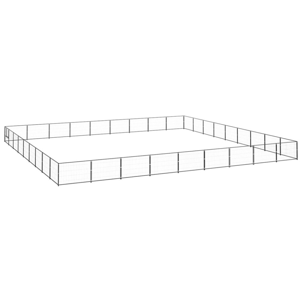 Produktbild för Hundgård svart 81 m² stål