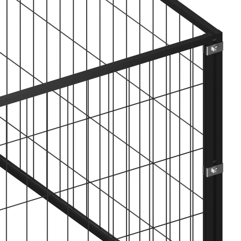 Produktbild för Hundgård svart 20 m² stål