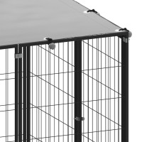 Produktbild för Hundgård svart 6,05 m² stål